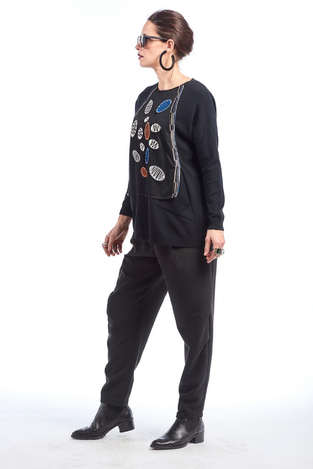 Save The Queen Pantaloni Ad Anfora In Crepe Nero Elasticizzato