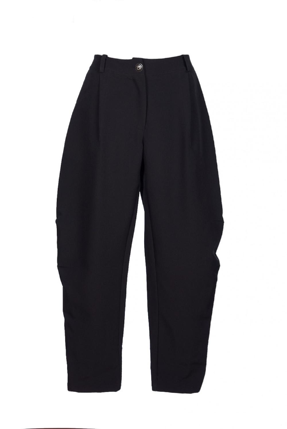 Save The Queen Pantaloni Ad Anfora In Crepe Nero Elasticizzato