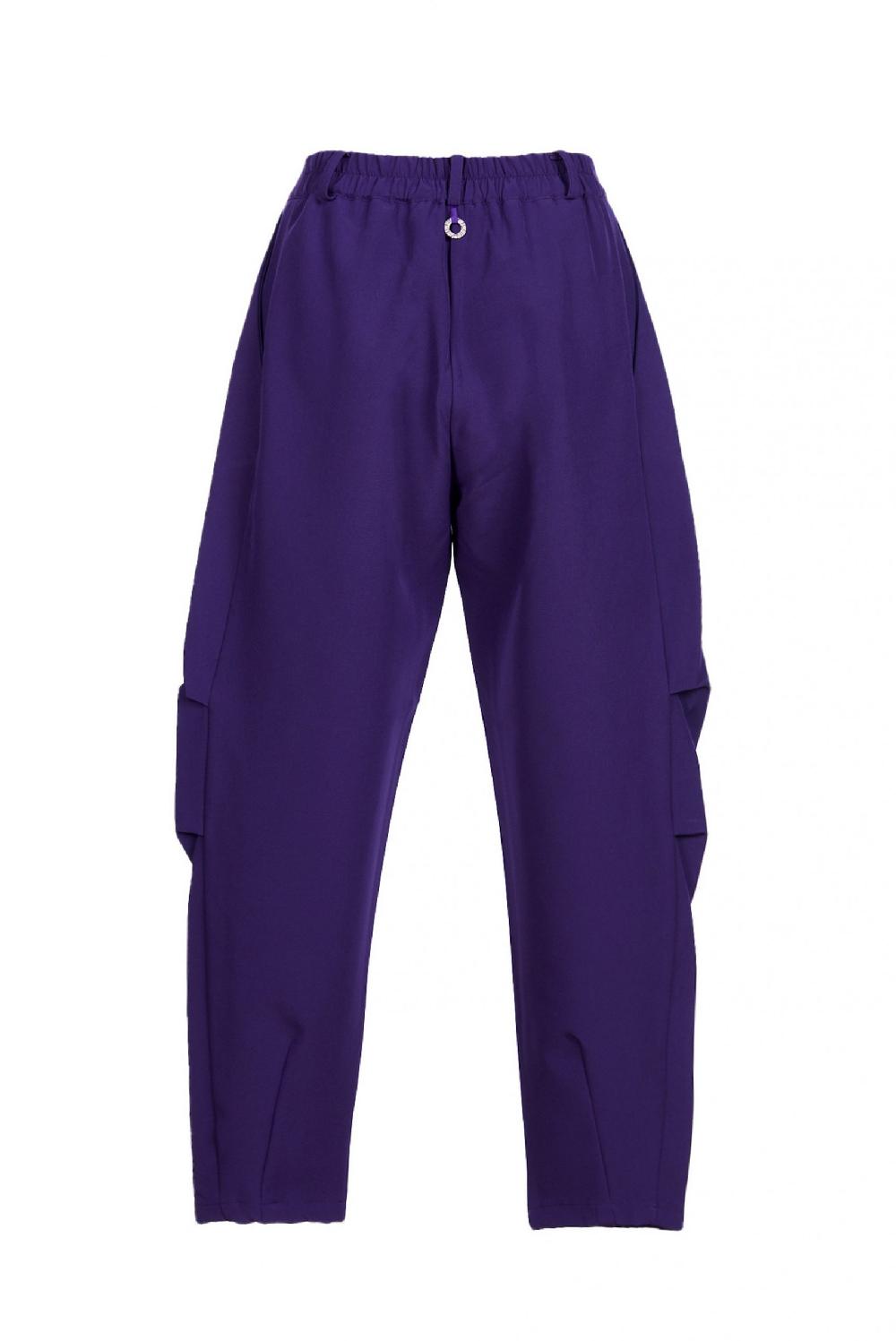 Save The Queen Pantaloni Ad Anfora In Crepe Viola Elasticizzato