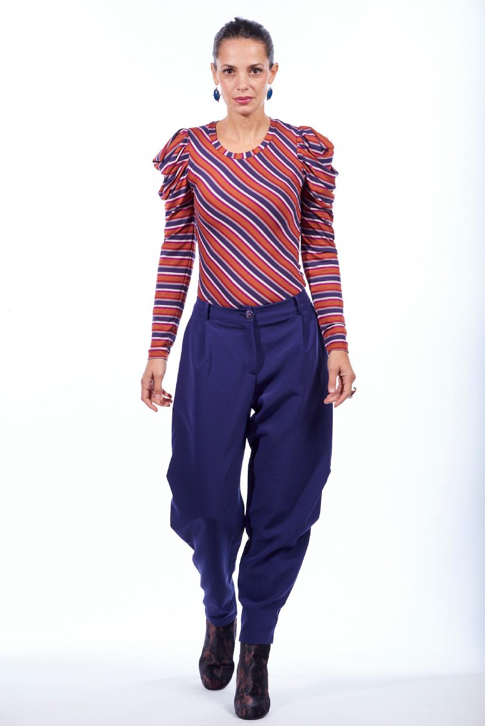 Save The Queen Pantaloni Ad Anfora In Crepe Viola Elasticizzato