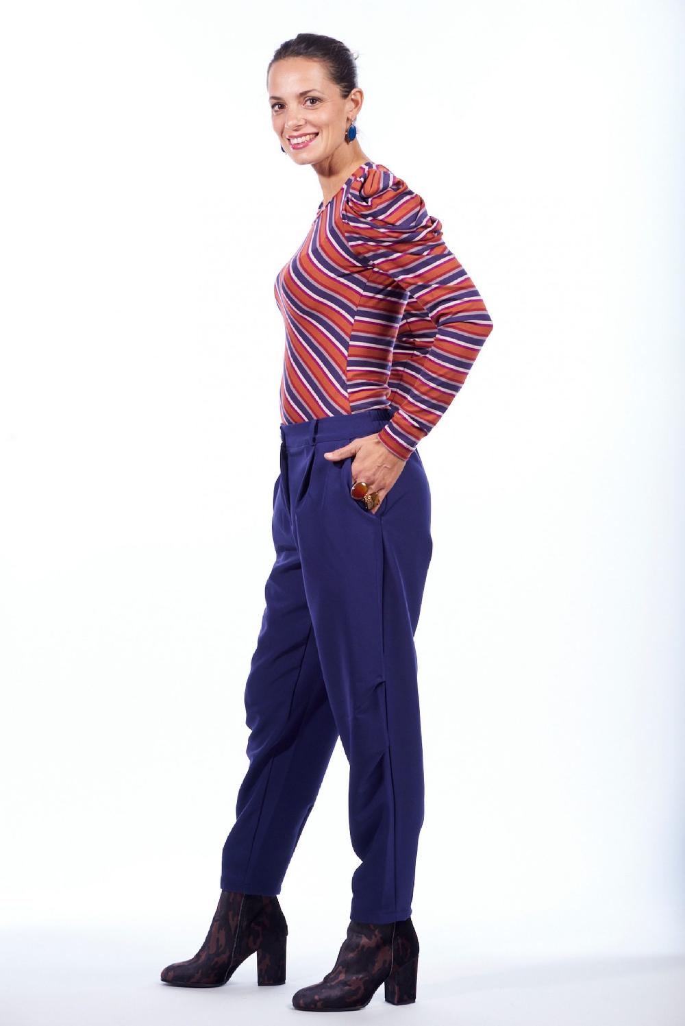 Save The Queen Pantaloni Ad Anfora In Crepe Viola Elasticizzato