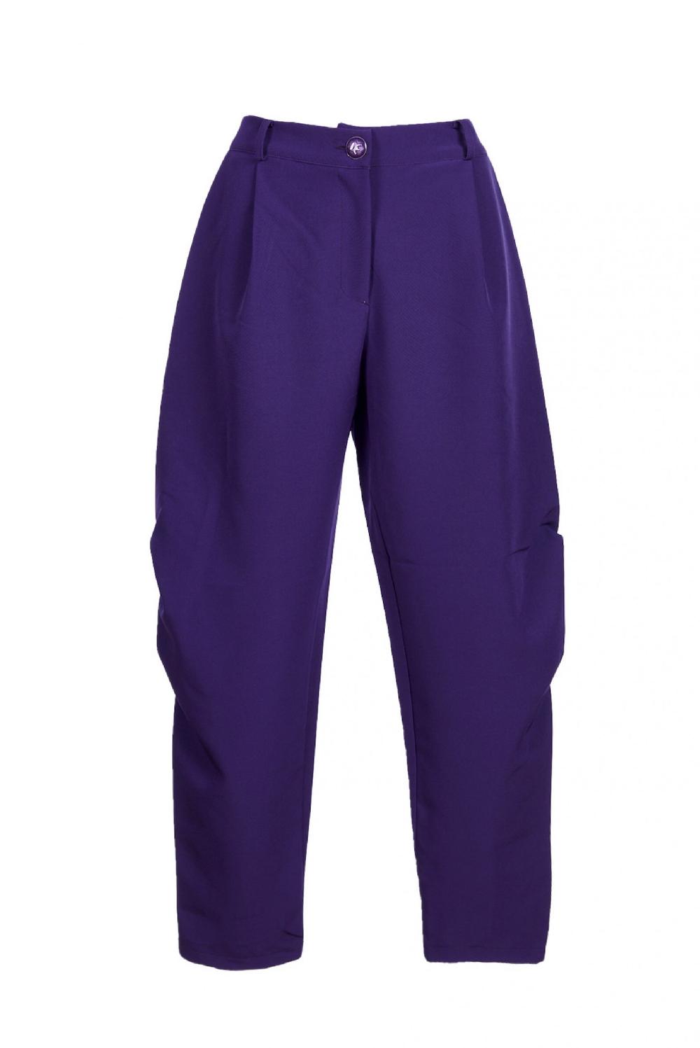 Save The Queen Pantaloni ad anfora in crepe viola elasticizzato
