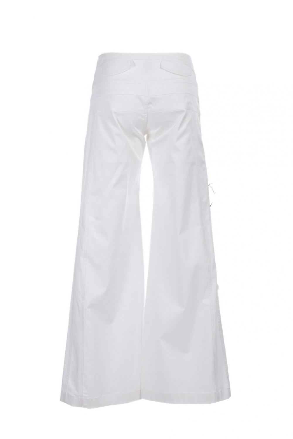 Save The Queen Pantaloni Bianchi In Cotone Con Ricami