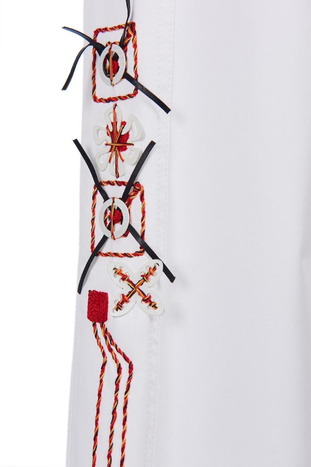 Save The Queen Pantaloni Bianchi In Cotone Con Ricami