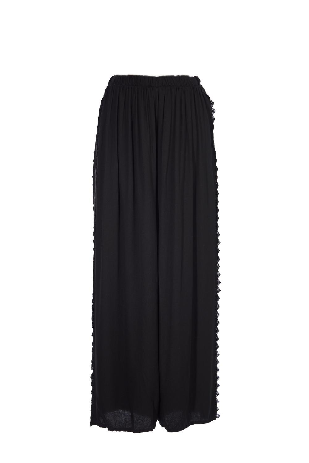 Save The Queen Pantaloni in cotone nero con dettaglio in passamaneria