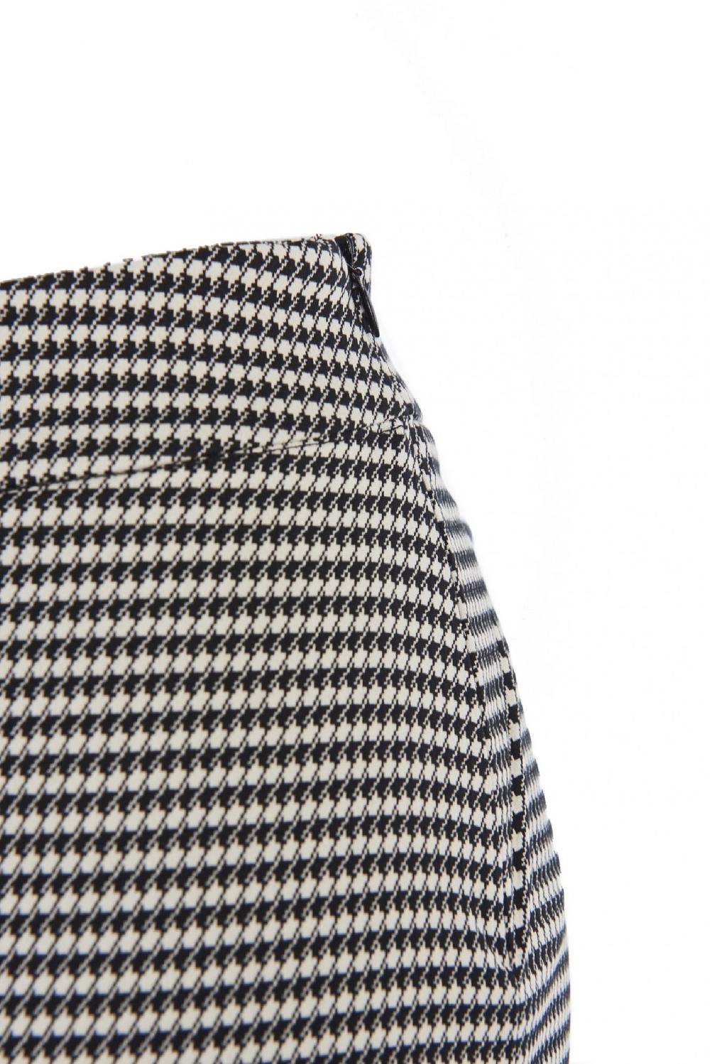 Save The Queen Pantaloni Jacquard A Pied De Poule Bianco E Nero