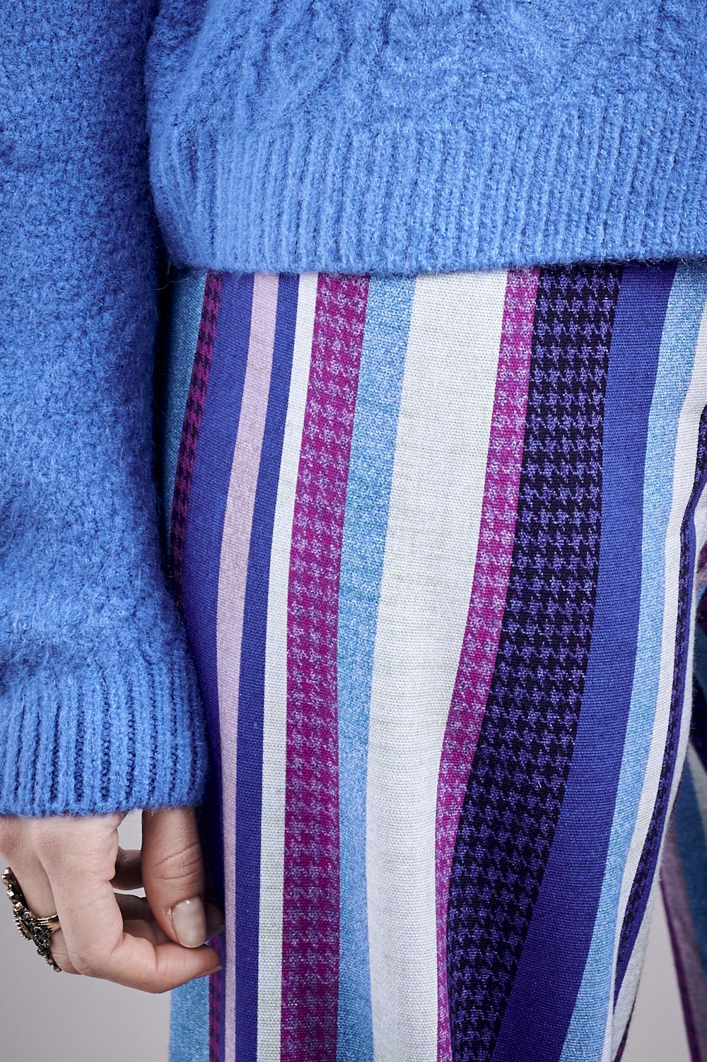 Save The Queen Pantaloni Palazzo A Righe In Viscosa Elasticizzata