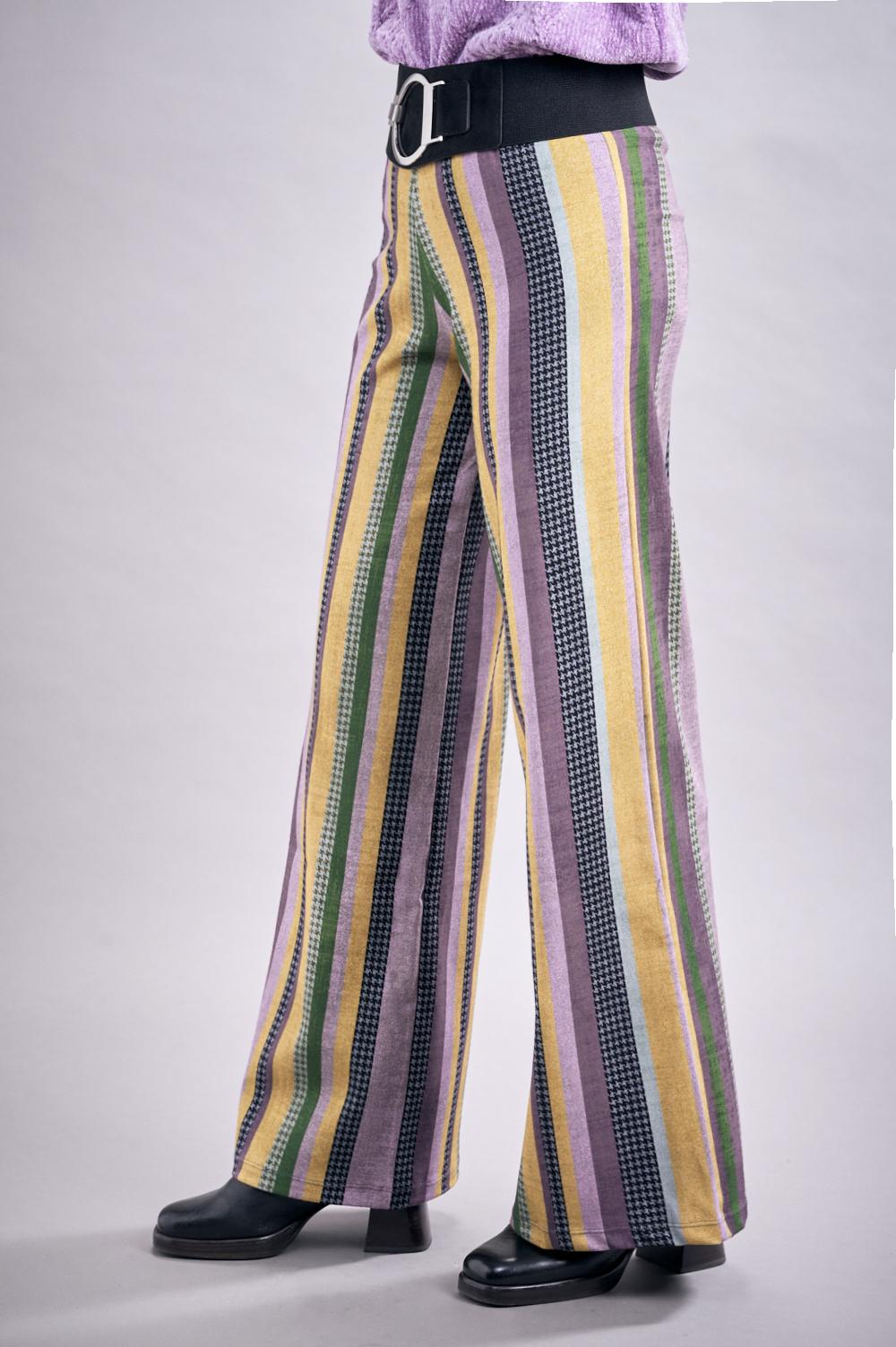 Save The Queen Pantaloni Palazzo A Righe In Viscosa Elasticizzata