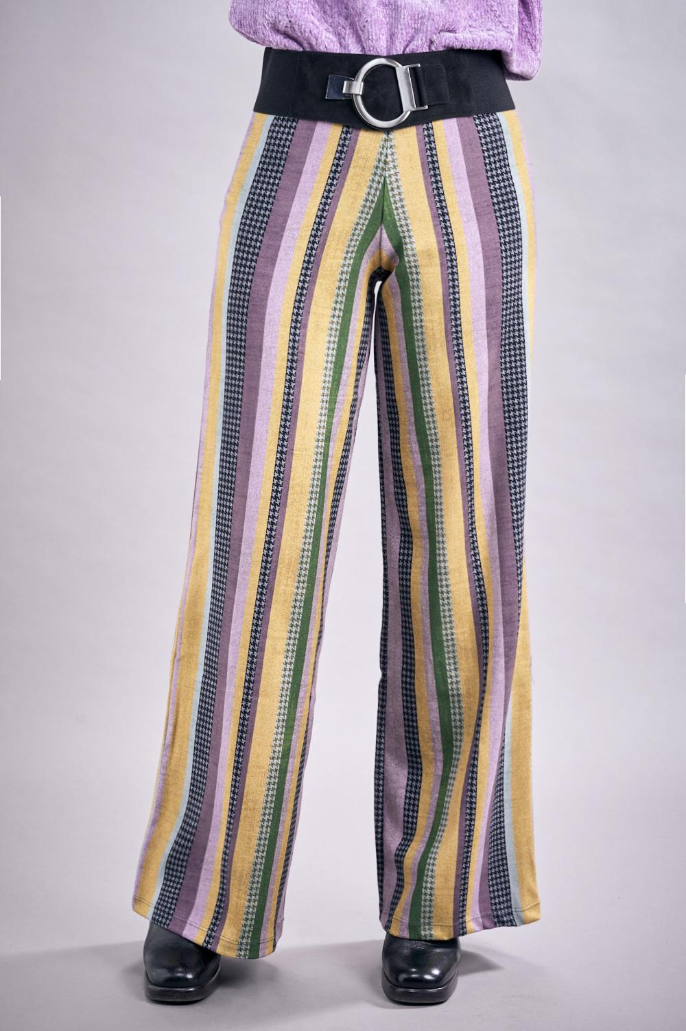 Save The Queen Pantaloni palazzo a righe in viscosa elasticizzata