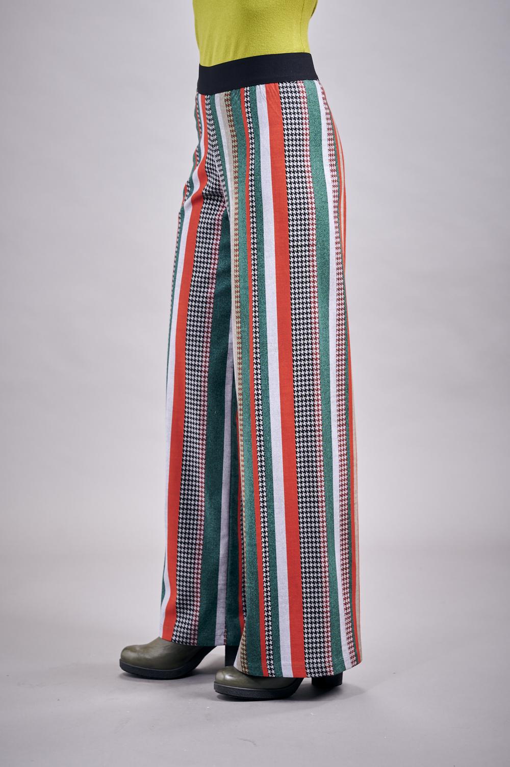 Save The Queen Pantaloni Palazzo A Righe In Viscosa Elasticizzata