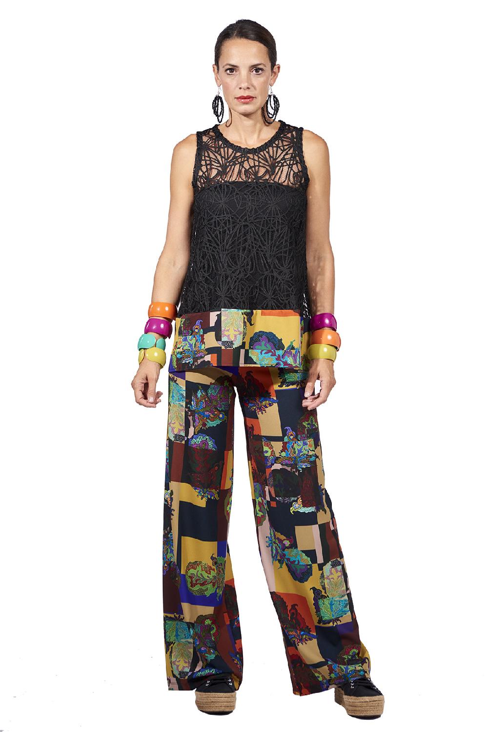 Save The Queen Pantaloni Palazzo Con Stampa Dedicata All’Oriente