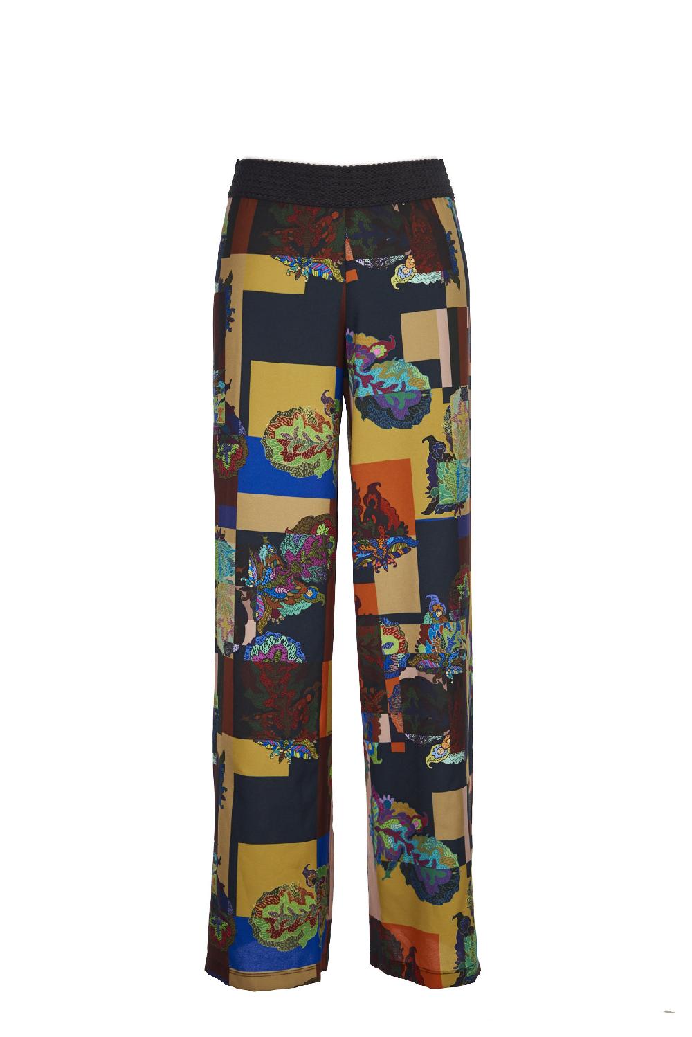 Save The Queen Pantaloni palazzo con stampa dedicata all’Oriente