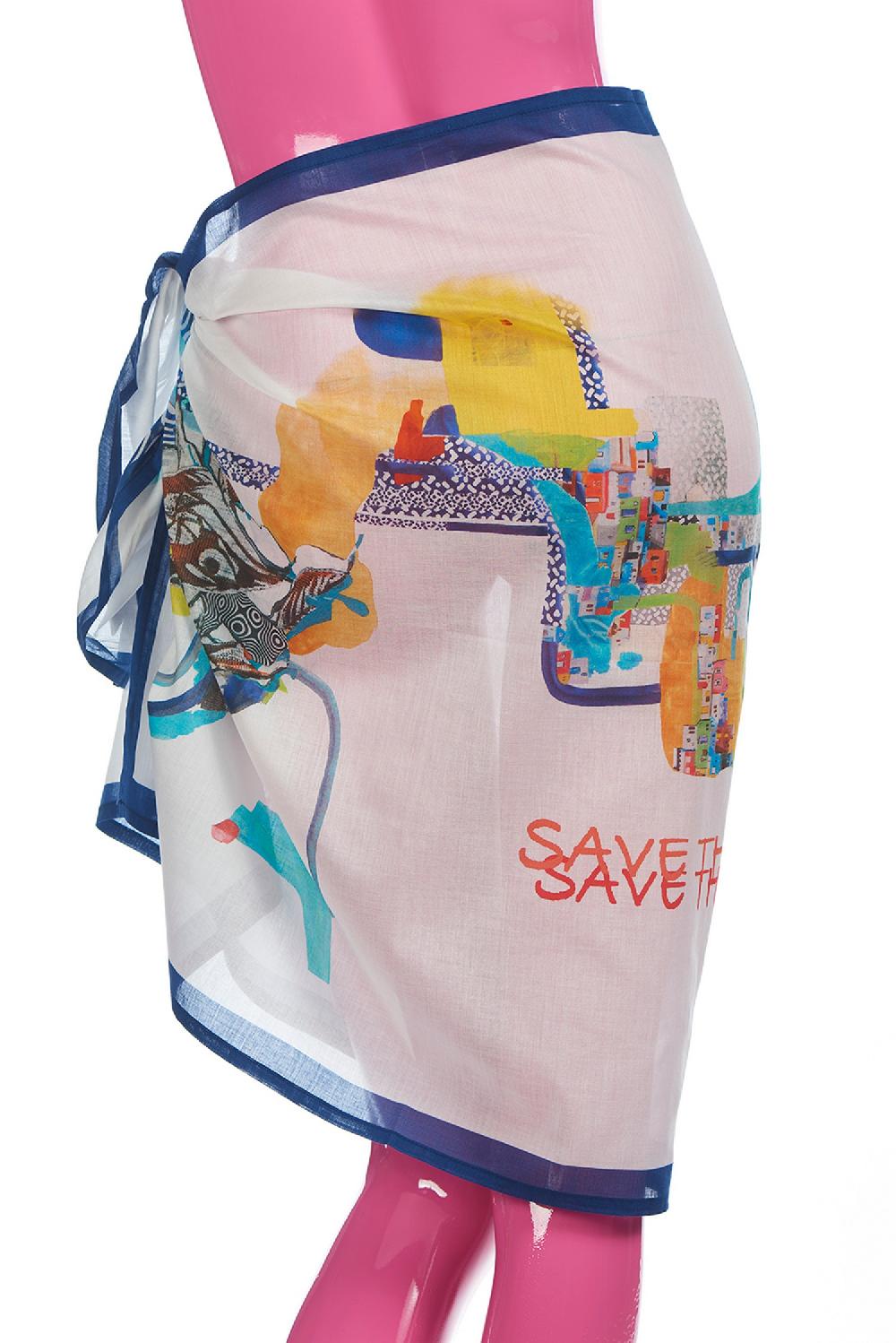 Save The Queen Pareo Con Stampa Dedicata All’arte Contemporanea Africana