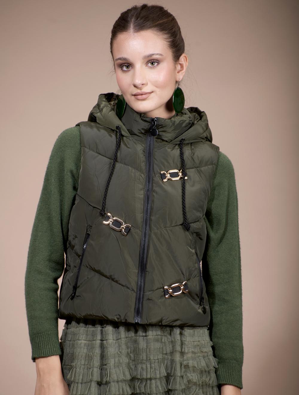 Save The Queen Piumino Smanicato Verde Con Cappuccio
