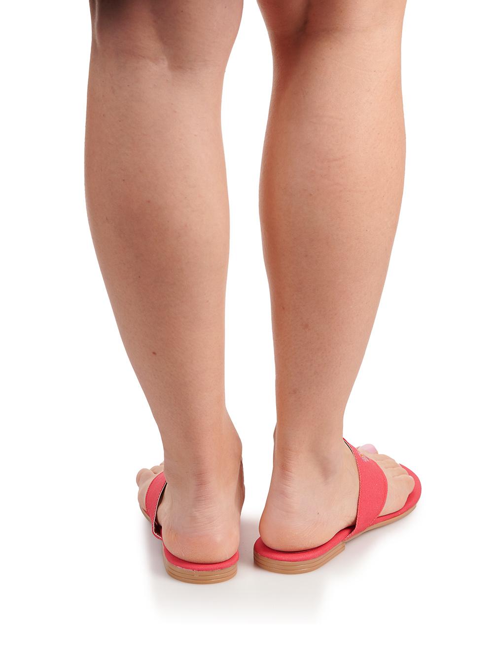 Save The Queen Sandali Flat Infradito Fuchsia In Tessuto Stampato