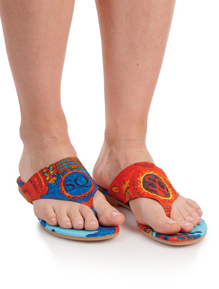 Save The Queen Sandali Flat Infradito In Tessuto Stampato