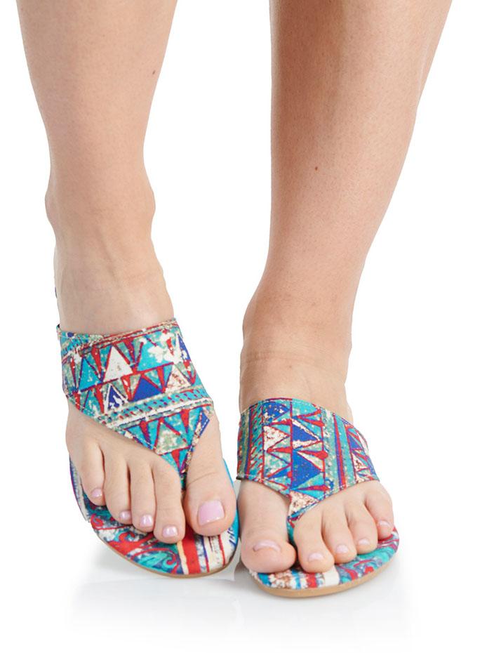 Save The Queen Sandali Flat Infradito In Tessuto Stampato