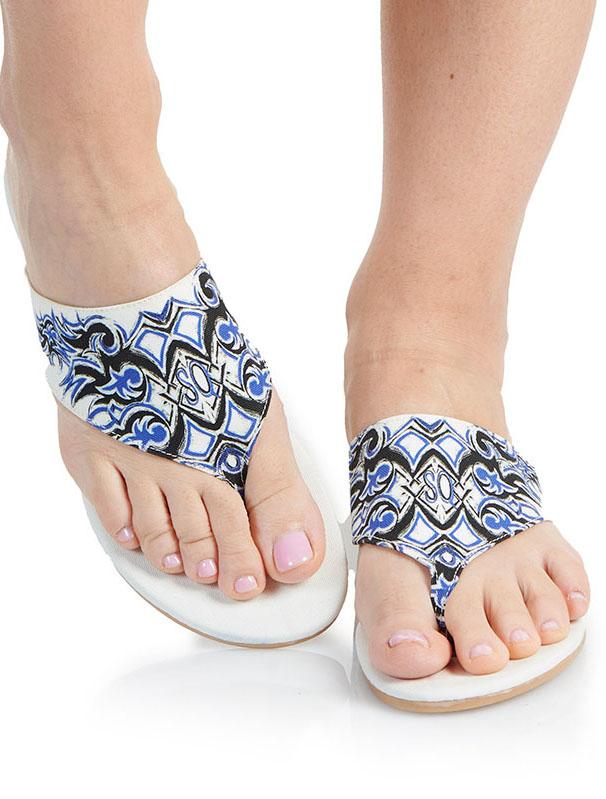 Save The Queen Sandali Flat Infradito In Tessuto Stampato