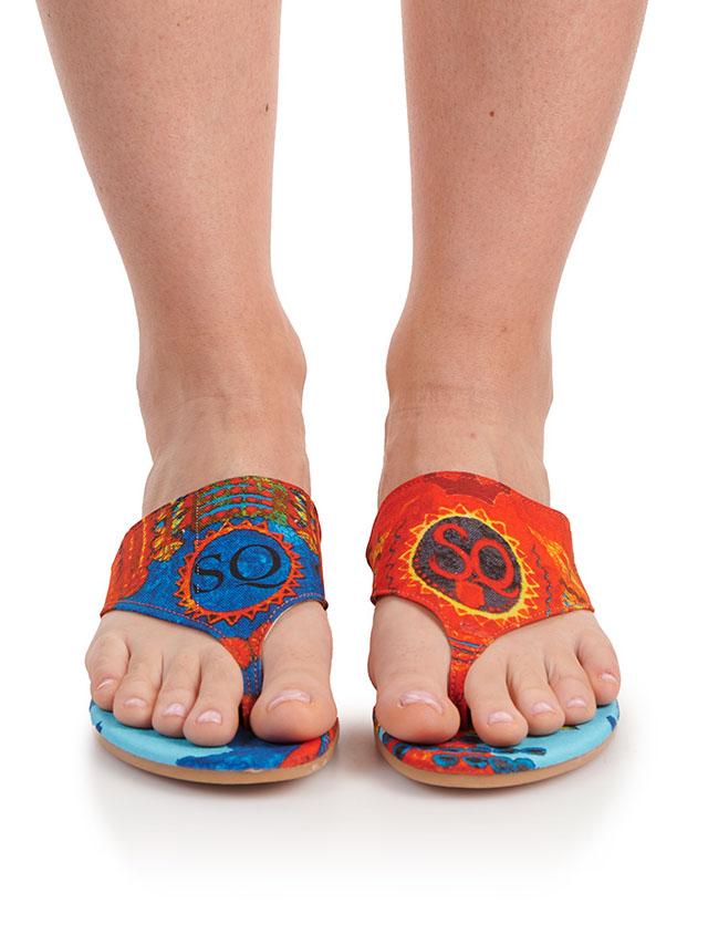 Save The Queen Sandali Flat Infradito In Tessuto Stampato