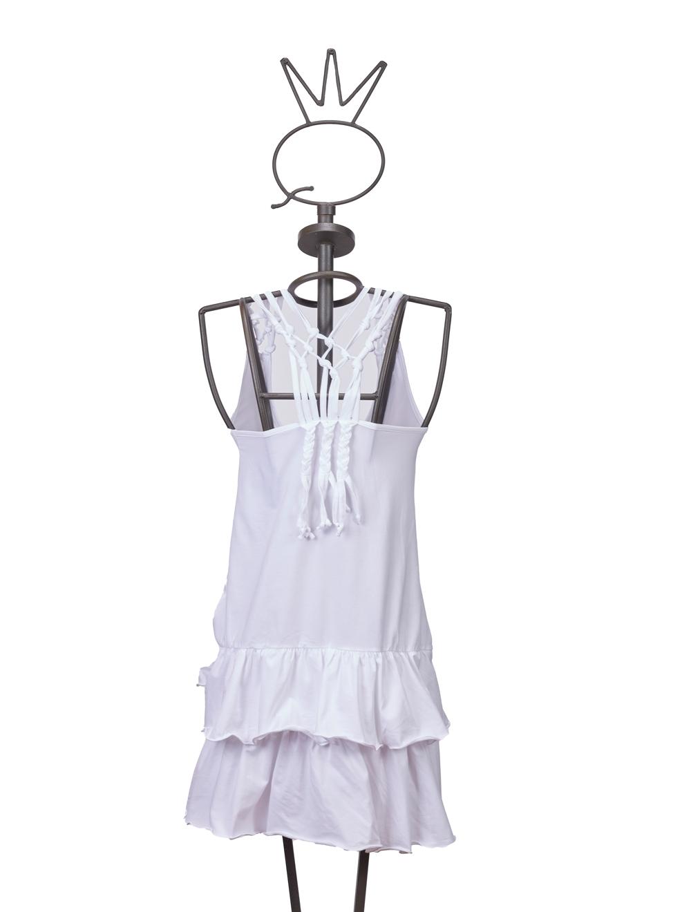 Save The Queen Abito Bianco A Balze Con Intreccio