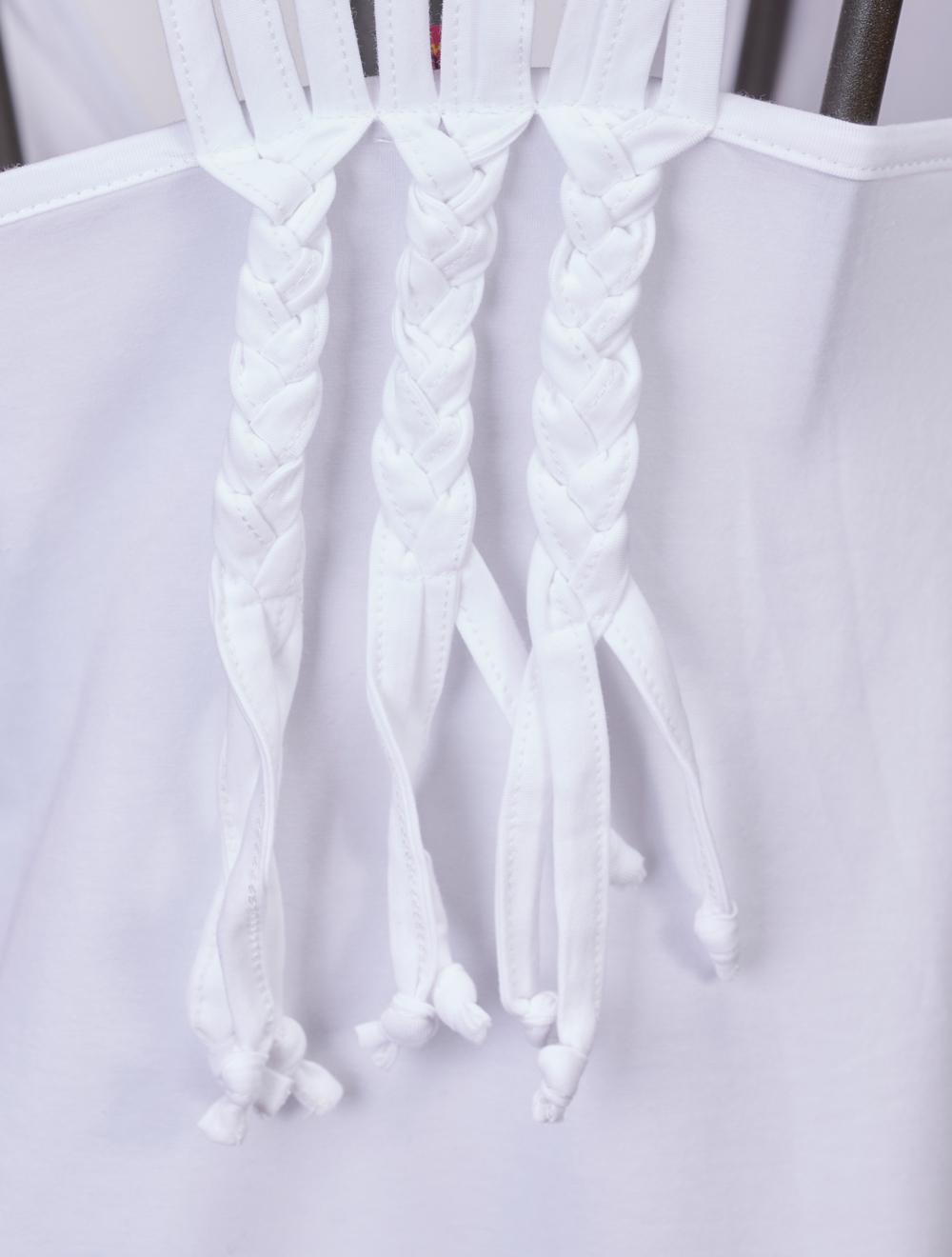 Save The Queen Abito Bianco A Balze Con Intreccio