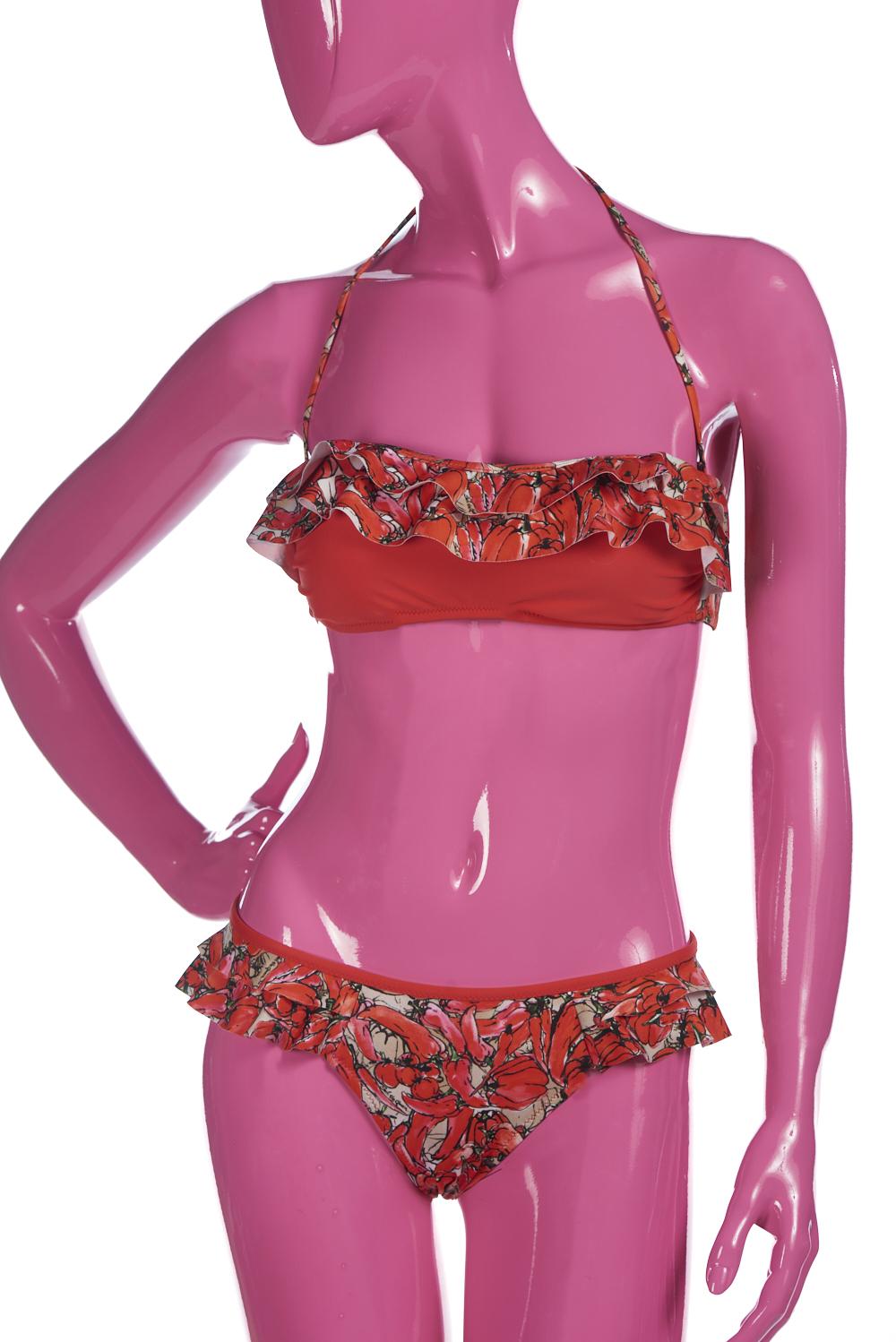 Save The Queen Bikini a fascia con stampa peperoni