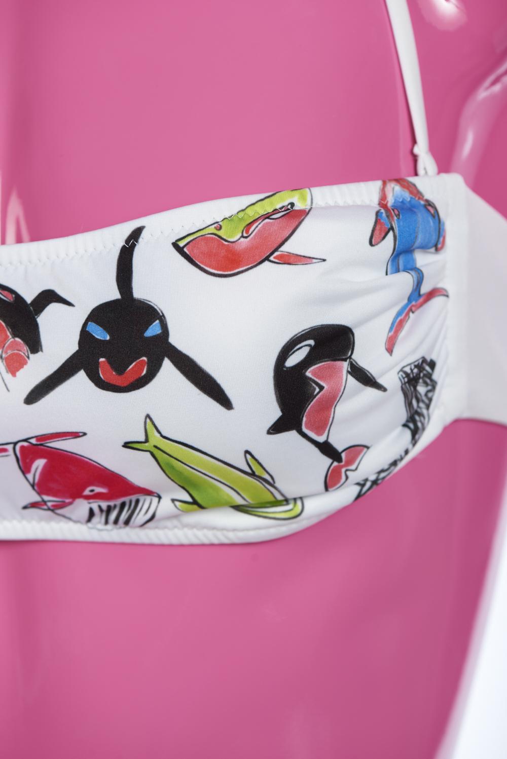 Save The Queen Bikini A Fascia Con Stampa Pesci