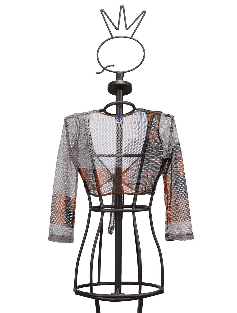 Save The Queen Bolero Beige A Rete Con Stampa