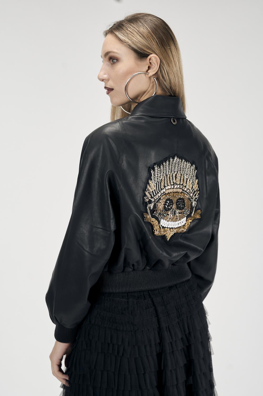 Save The Queen Bomber in ecopelle nera