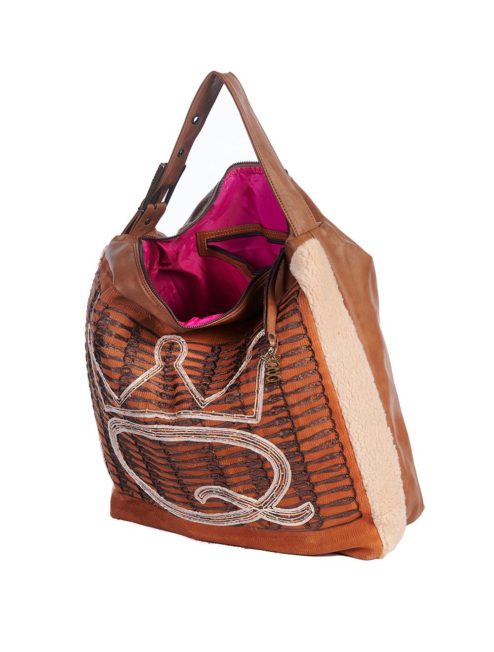 Save The Queen Borsa Grande In Eco Pelle Marrone