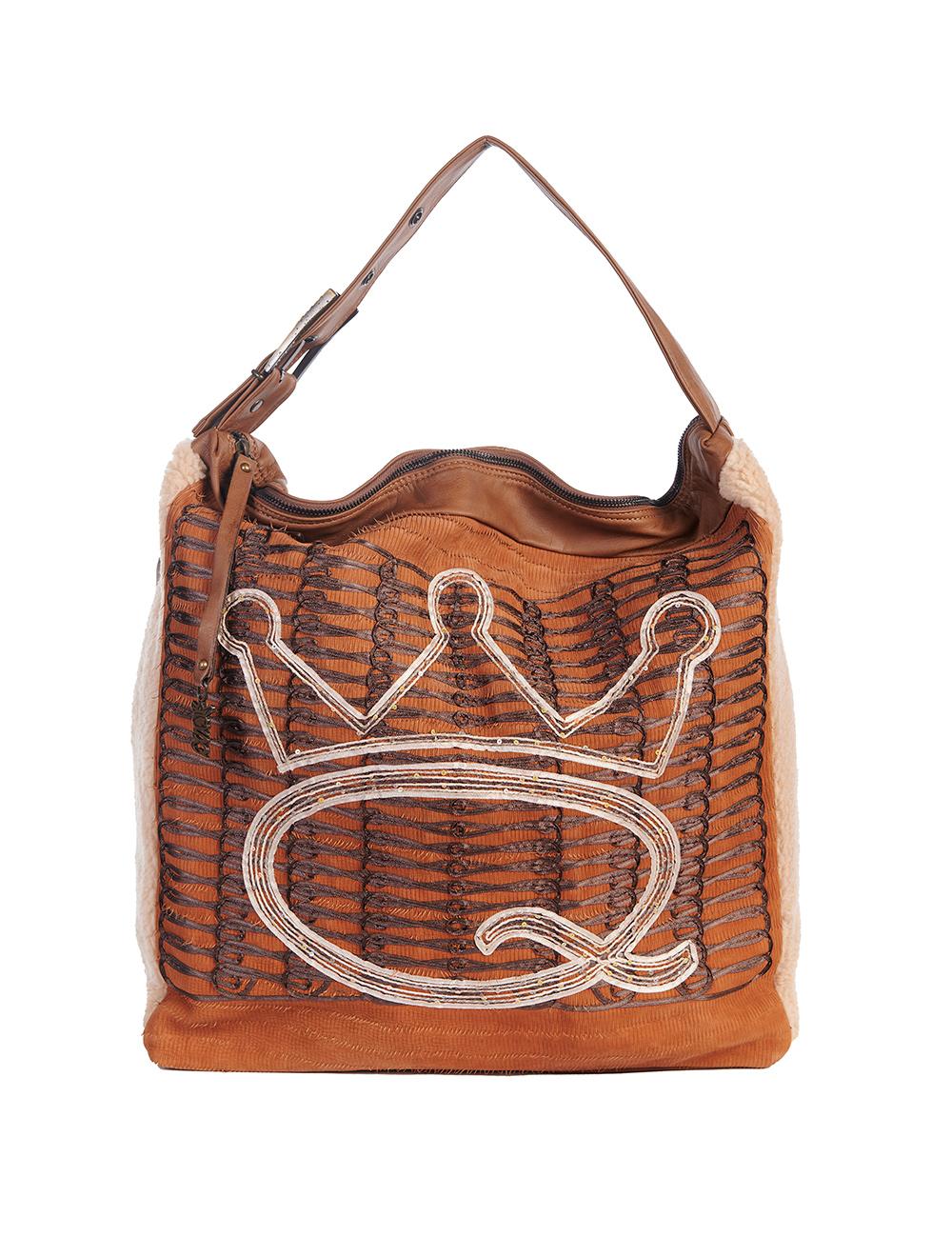 Save The Queen Borsa grande in eco pelle marrone