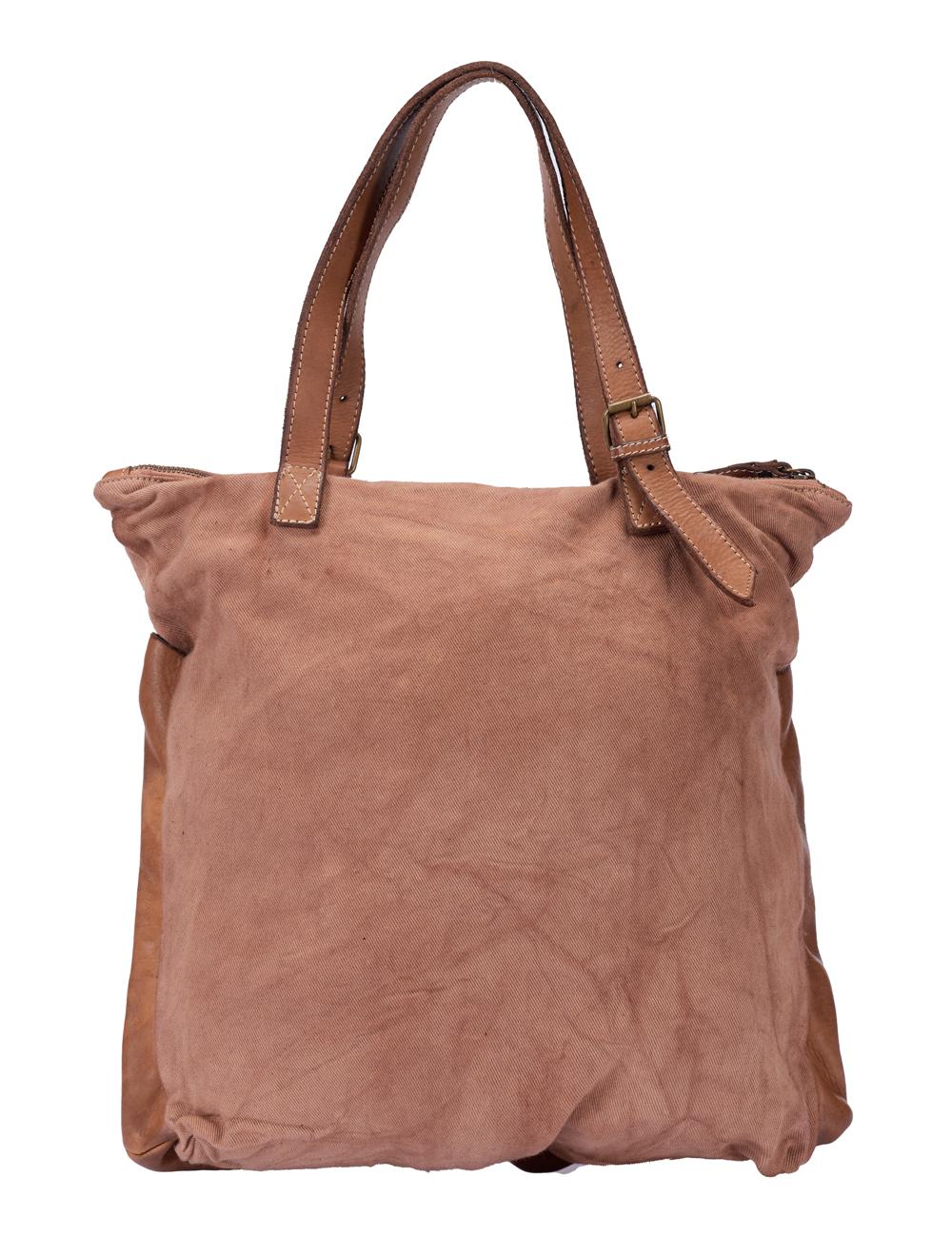 Save The Queen Borsa Grande In Pelle E Cotone