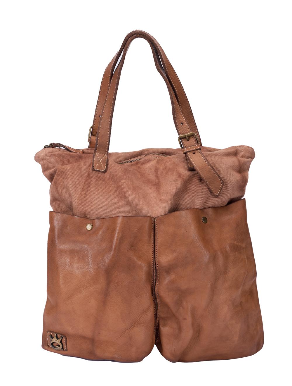 Save The Queen Borsa grande in pelle e cotone