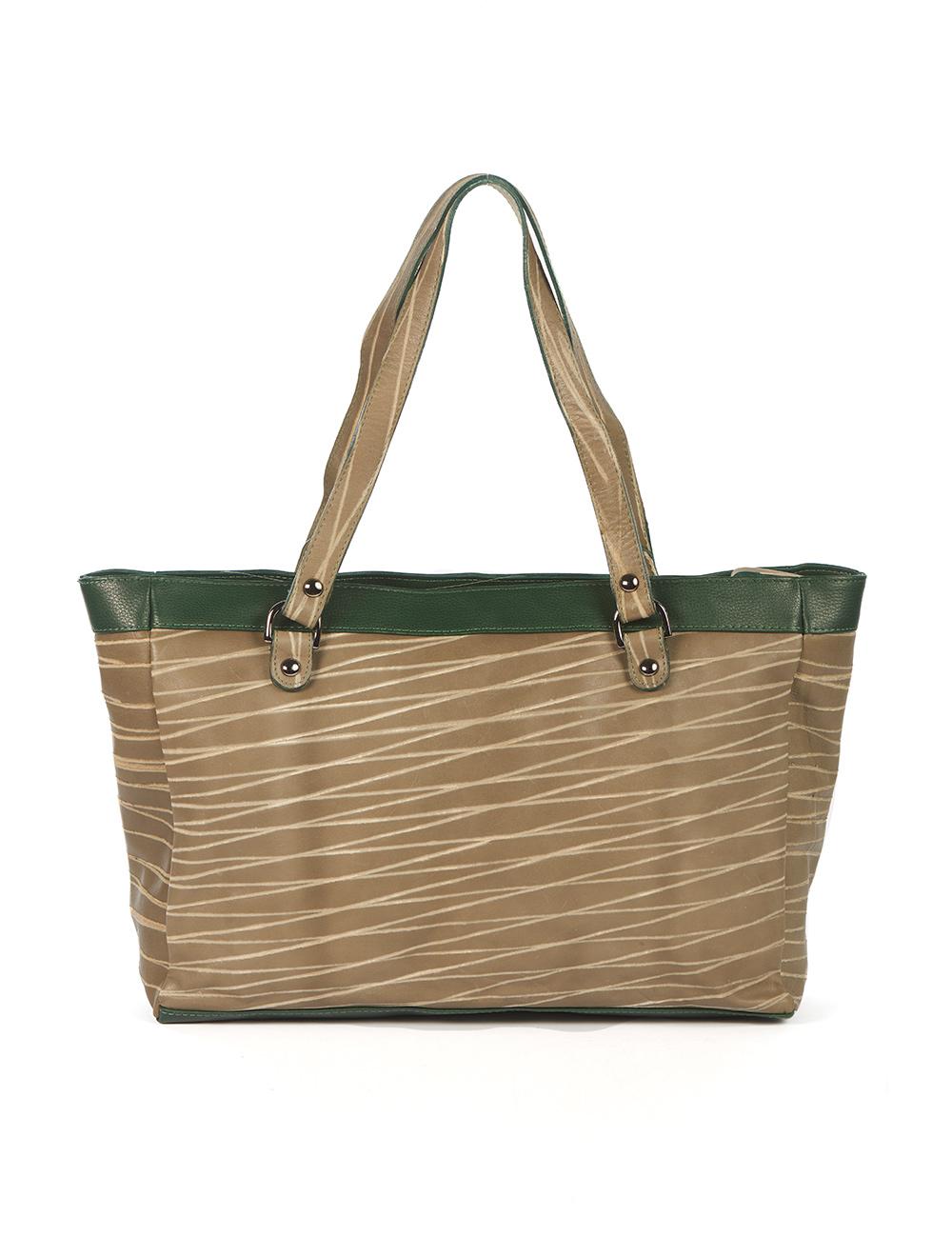 Save The Queen Borsa Grande In Pelle Verde