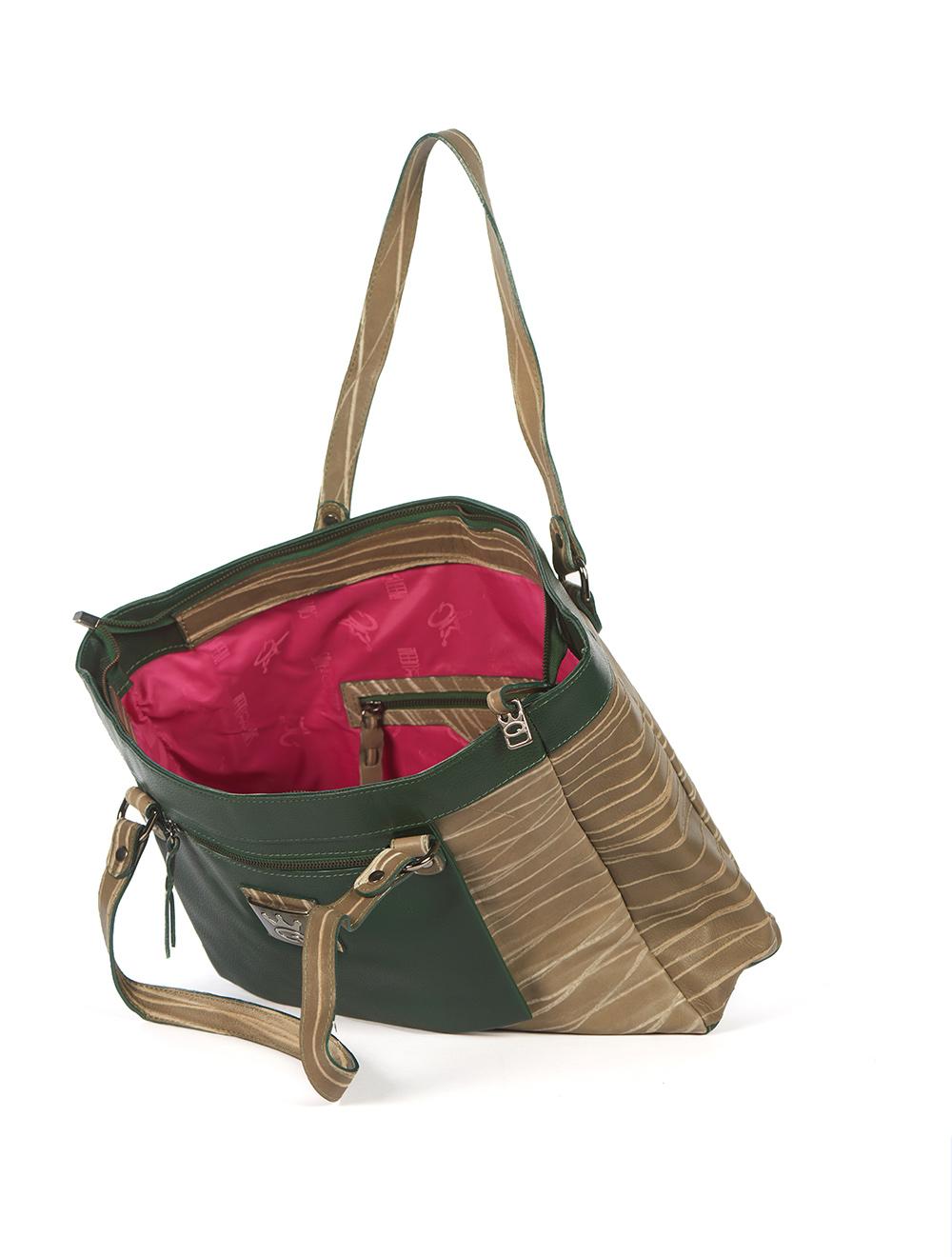 Save The Queen Borsa Grande In Pelle Verde