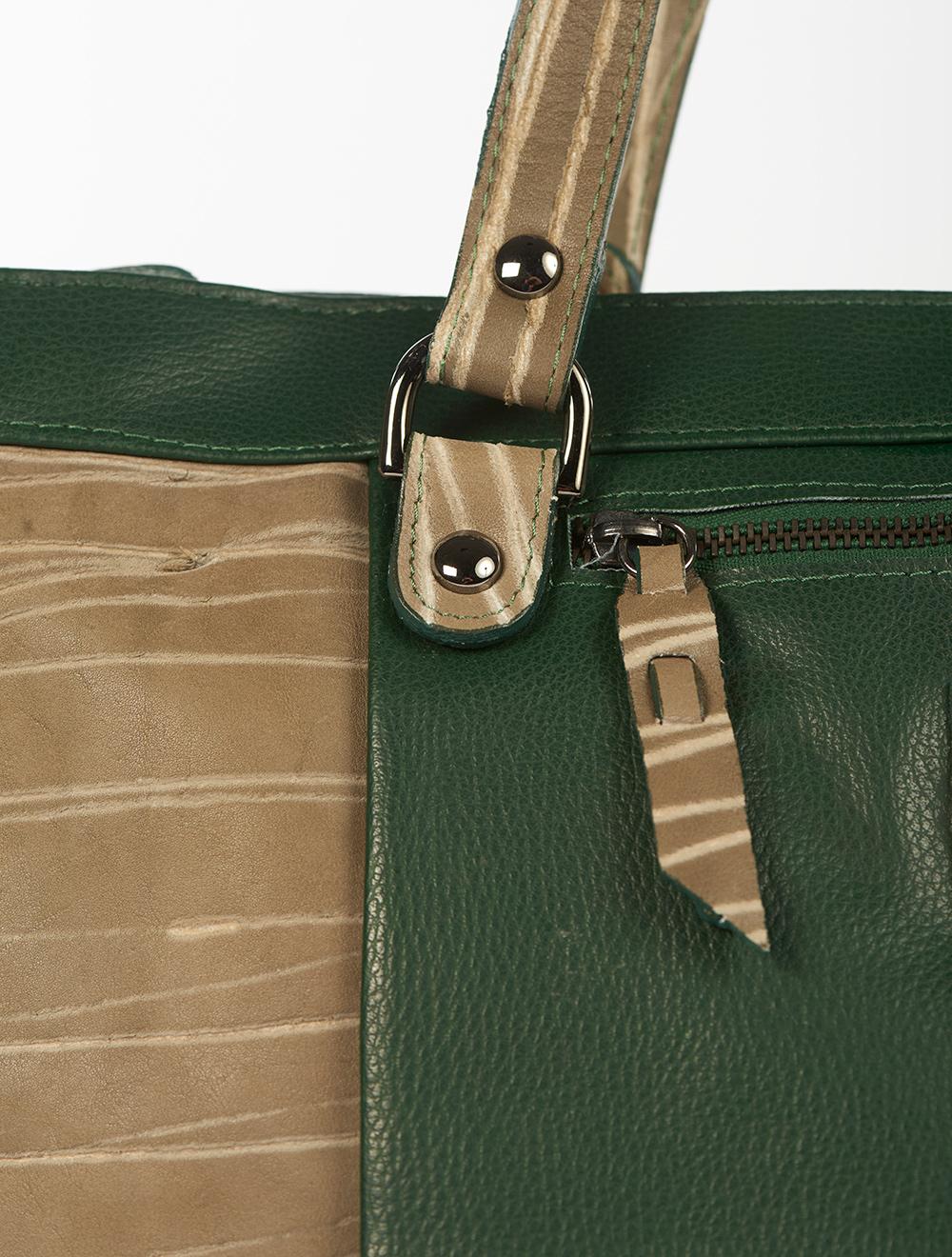 Save The Queen Borsa Grande In Pelle Verde