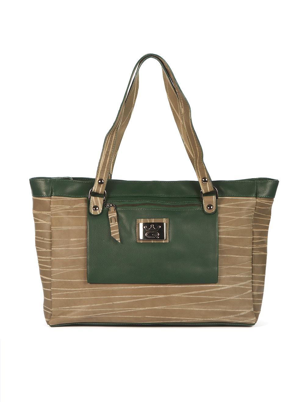 Save The Queen Borsa Grande In Pelle Verde