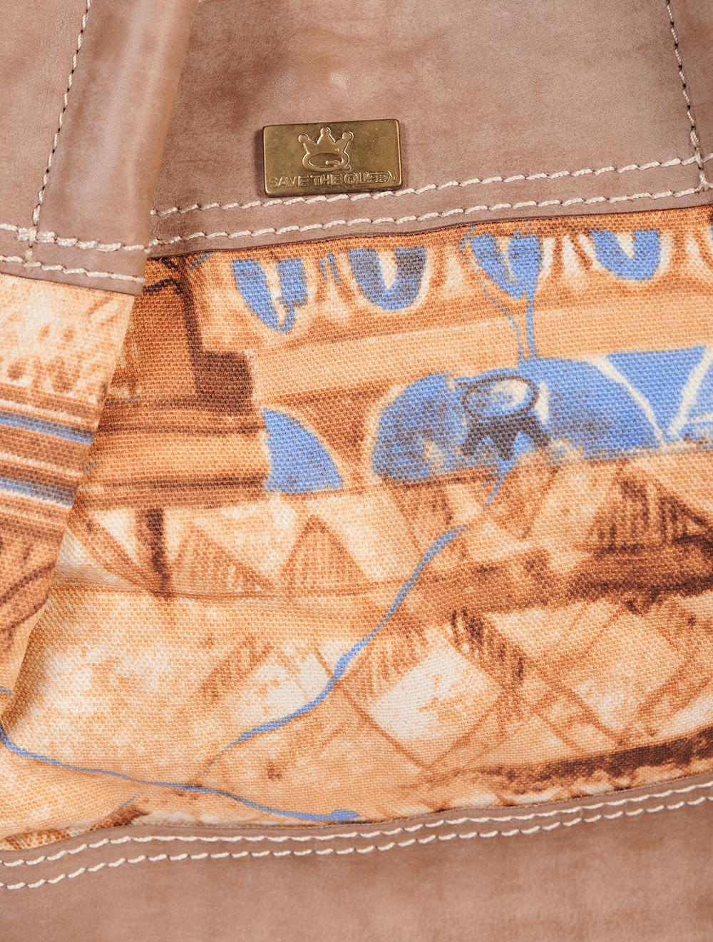 Save The Queen Borsa In Cotone E Pelle