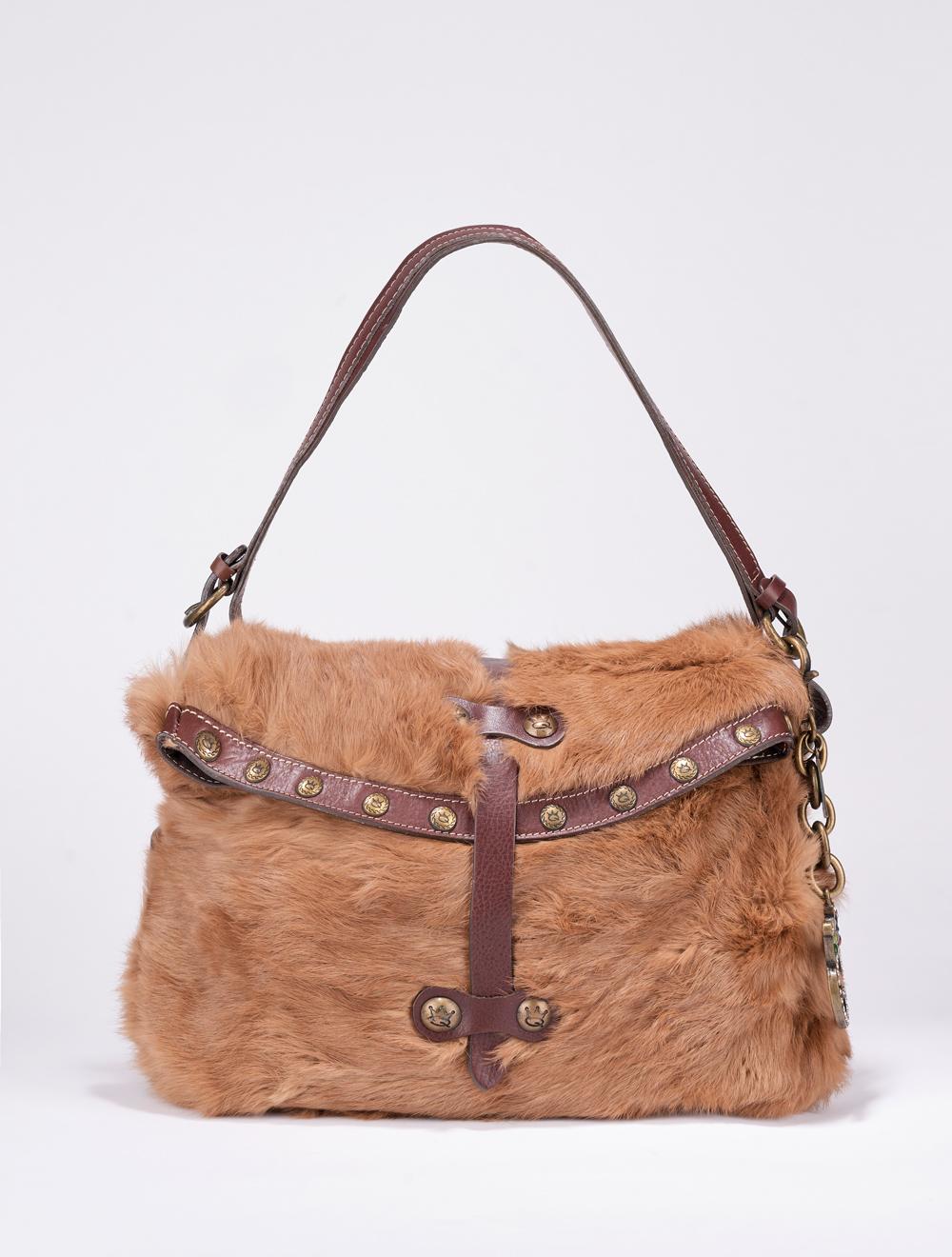 Save The Queen Borsa in lapin color biscotto