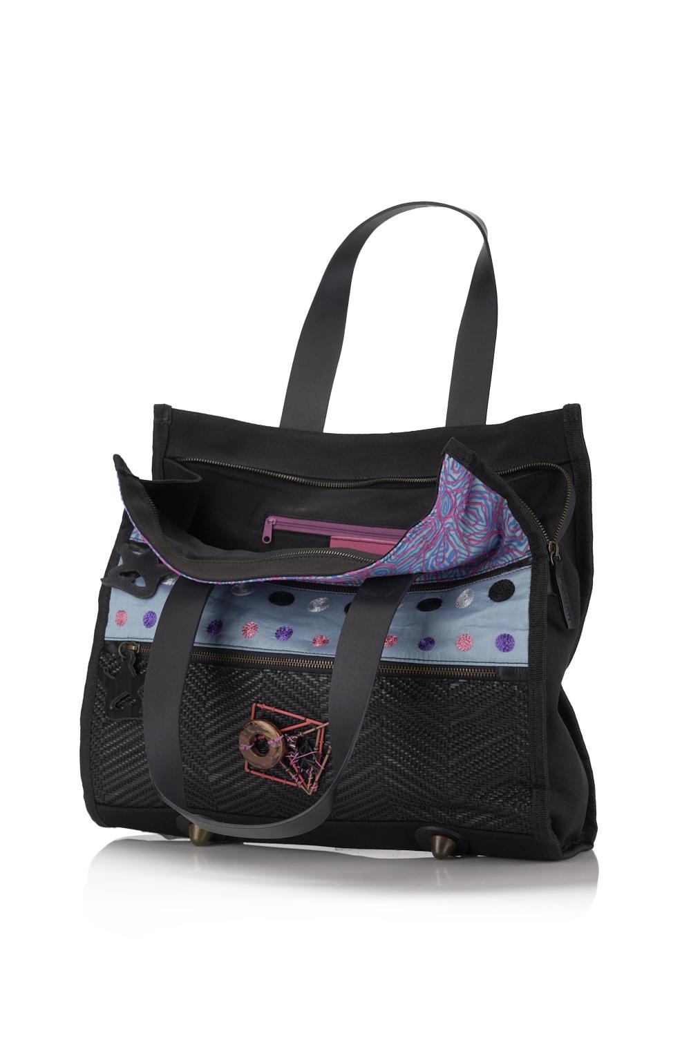 Save The Queen Borsa In Paglia E Tessuto Ricamato