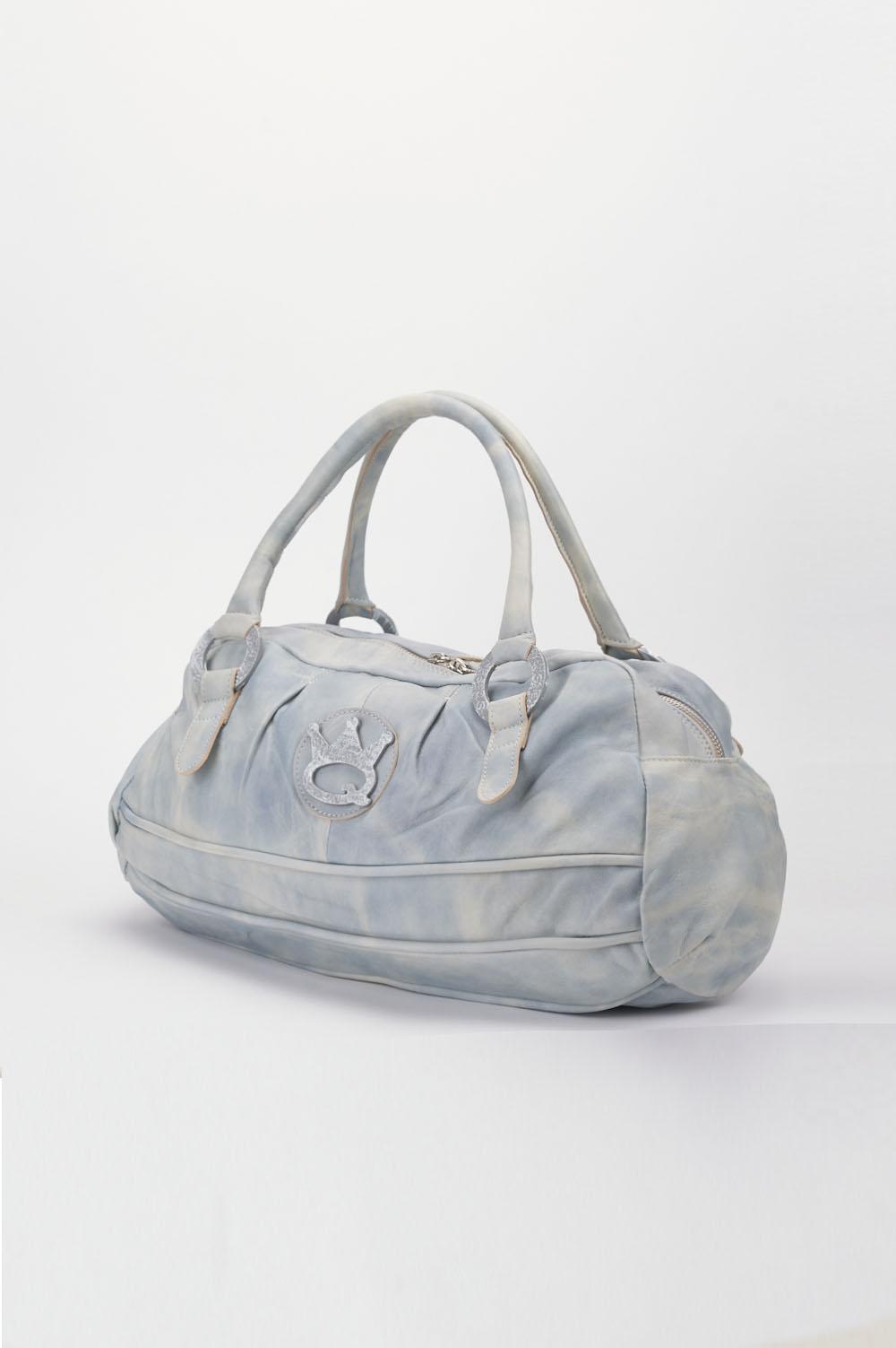 Save The Queen Borsa In Pelle Celeste