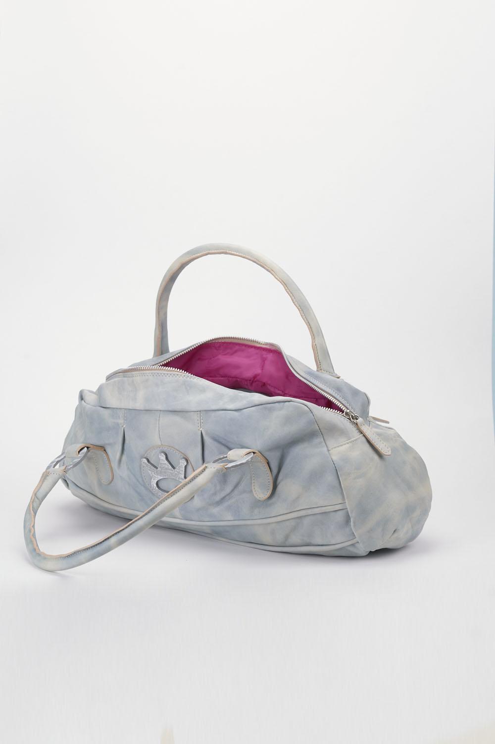 Save The Queen Borsa In Pelle Celeste