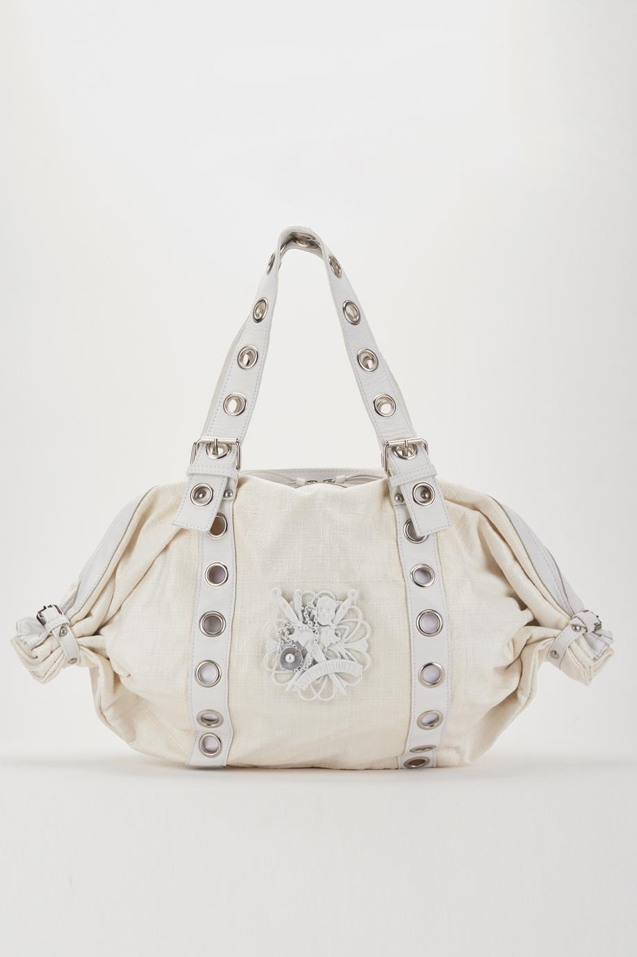 Save The Queen Borsa in tela stampata bianca