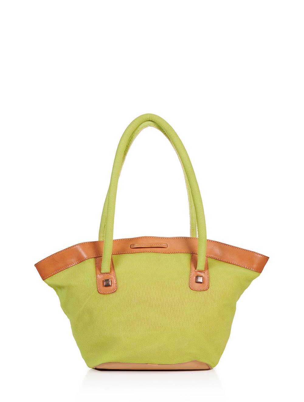 Save The Queen Borsa In Tessuto A Rete Giallo Lime