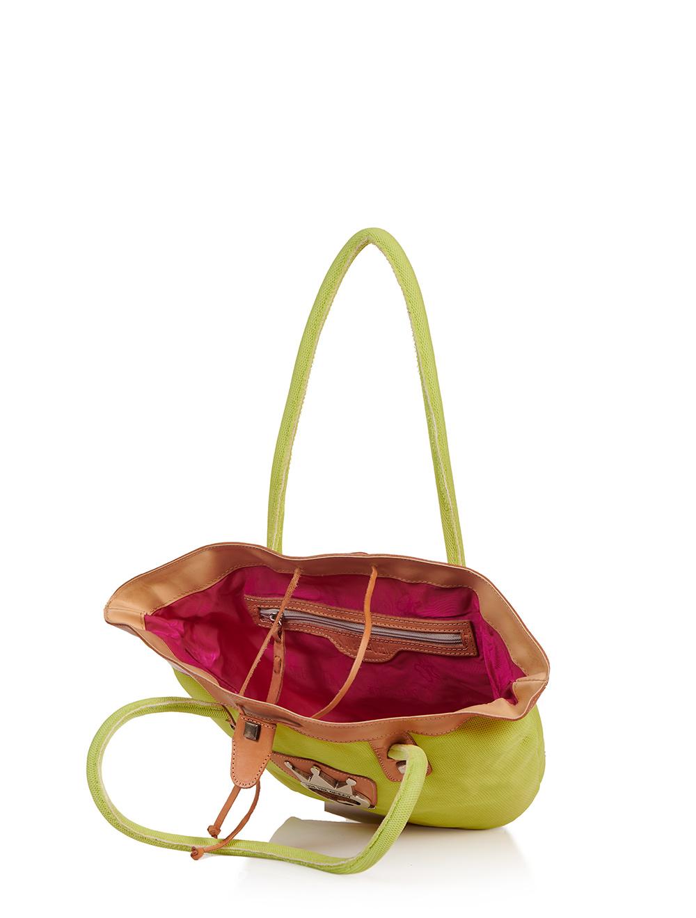 Save The Queen Borsa In Tessuto A Rete Giallo Lime