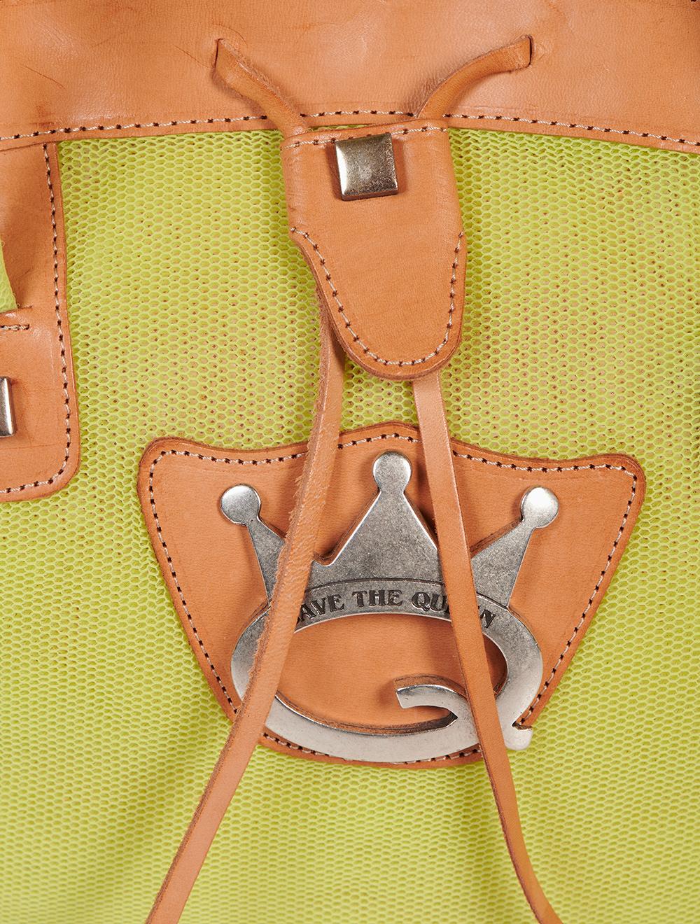 Save The Queen Borsa In Tessuto A Rete Giallo Lime