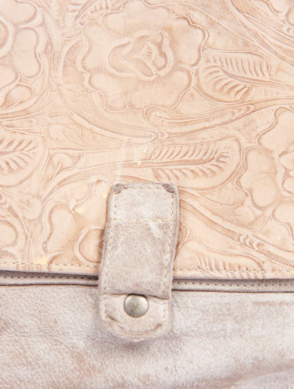 Save The Queen Borsa Media In Pelle Lavorata Beige