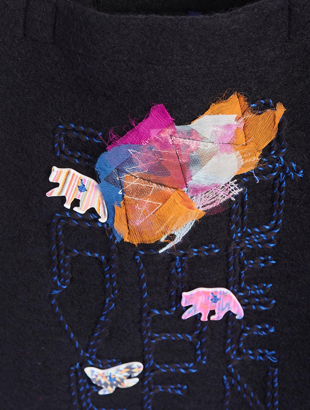 Save The Queen Borsa Shopper In Lana Con Ricamo