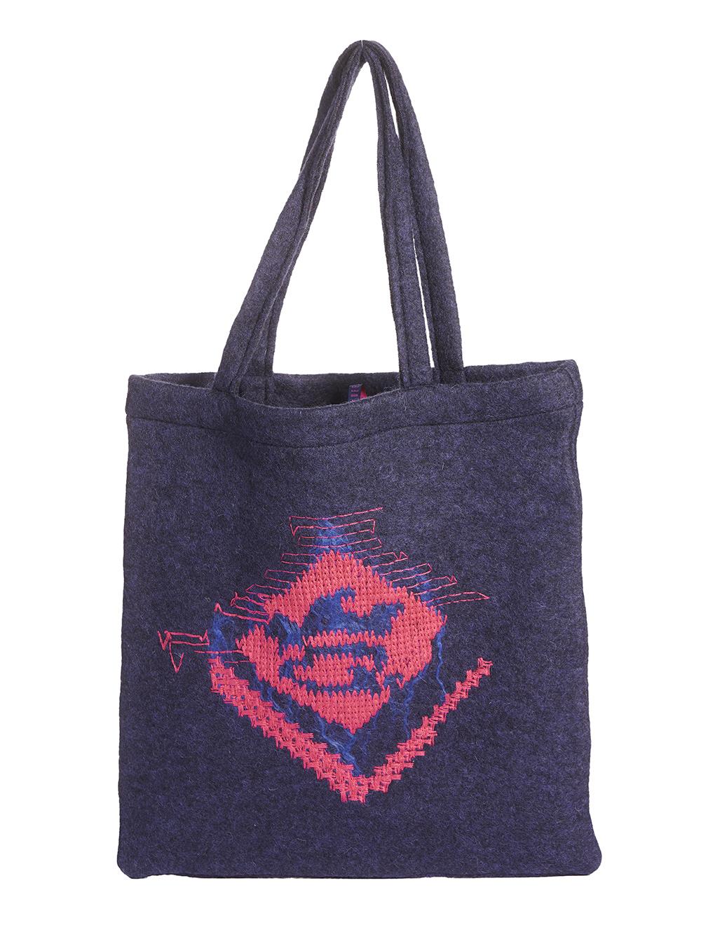 Save The Queen Borsa shopper in lana con ricamo
