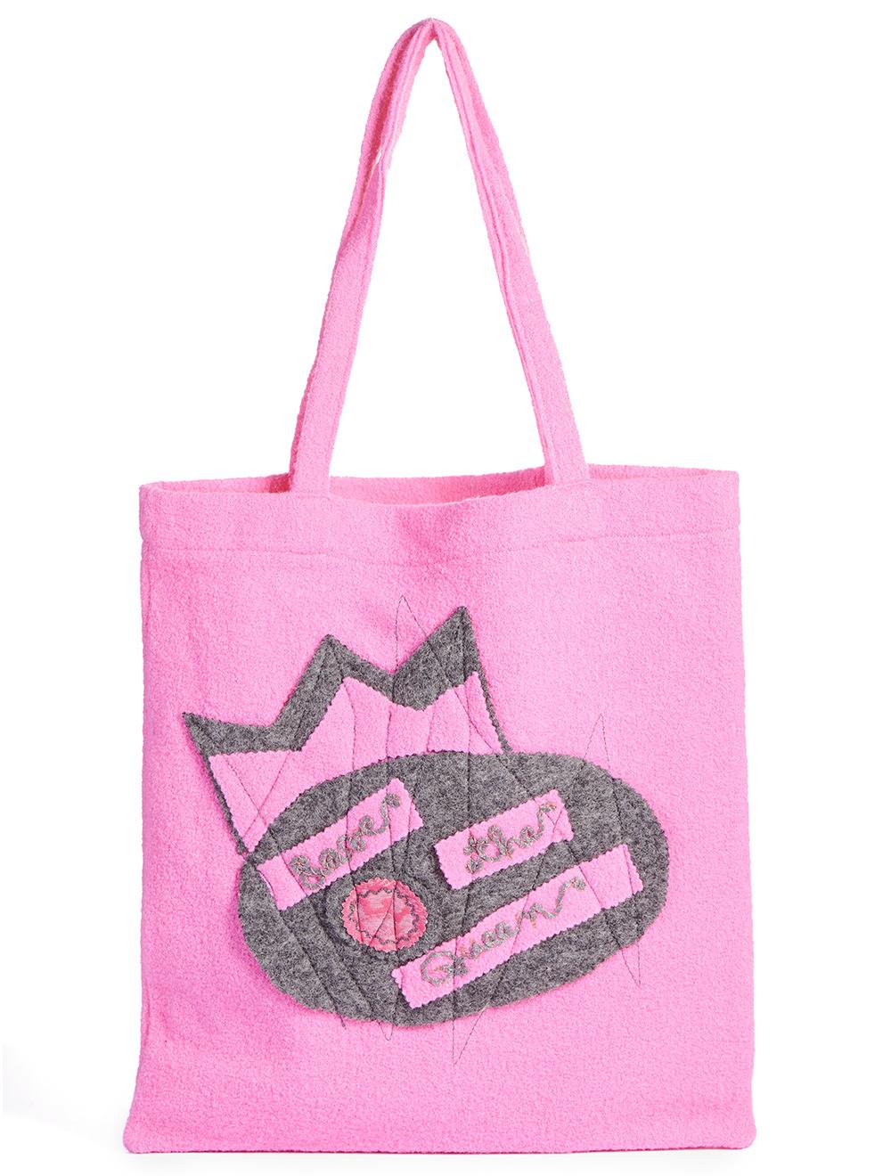 Save The Queen Borsa shopper in lana con ricamo